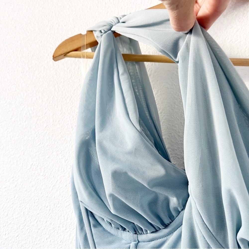House of CB Clementine Baby Blue Cut Out Bodycon Ruched Cocktail Mini Dress - Picture 5 of 11